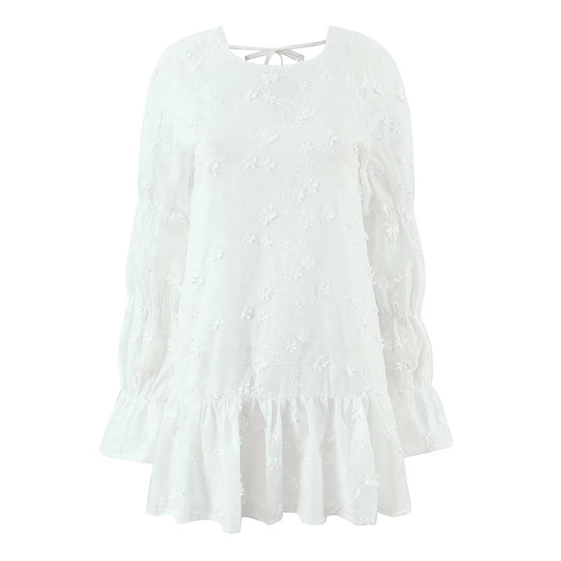 2026 New Sweet Embroidered Three-Dimensional Flower Chic Long-Sleeve Short Dress Sexy Backless French Mini Dress 2026 New Sweet Embroidered Three-Dimensional Flower Chic Long-Sleeve Short Dress Sexy Backless French Mini Dress