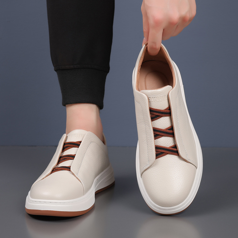 Piel de vaca de primera capa nuevos zapatos casuales para hombres zapatos blancos de cuero para hombres zapatos de hombre de todo fósforo de moda zapatos transpirables