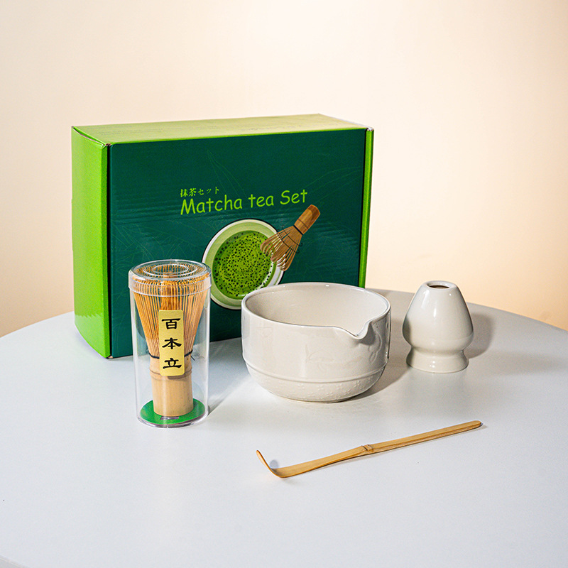 FJT 버섯 입이 있는 직선 그릇 흰색 4개 세트(짙은 녹색 색상 상자)