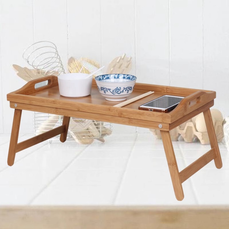 Fruit Plate Table Bed with Legs Dish Plate Postpartum Meal Folding Dinner Plate Tea Tray Picnic Tray Bamboo Wooden Tray