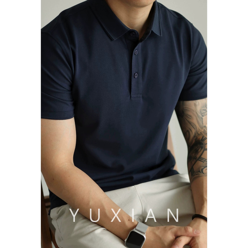 Luxury Series! Ice-Oxygen Breathable Zinc Jade Pique Cotton Polo Shirt for Men, Short Sleeve, Solid Color, High-End Summer Polo Shirt Luxury Series! Ice-Oxygen Breathable Zinc Jade Pique Cotton Polo Shirt for Men, Short Sleeve, Solid Color, High-End Summer Polo Shirt