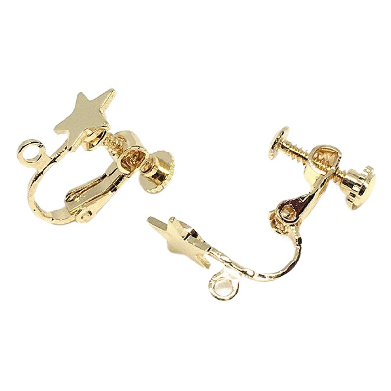 diy earrings accessories without ear hole screw ear clip with hanging adjustable star ear clip gold plated spiral ear clip