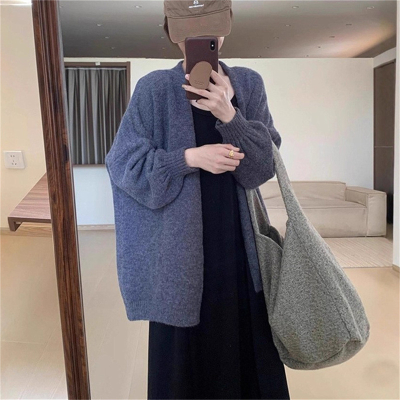 慵懒风中长款毛衣外套女2025秋新款韩版设级感宽松软糯针织衫外套|undefined