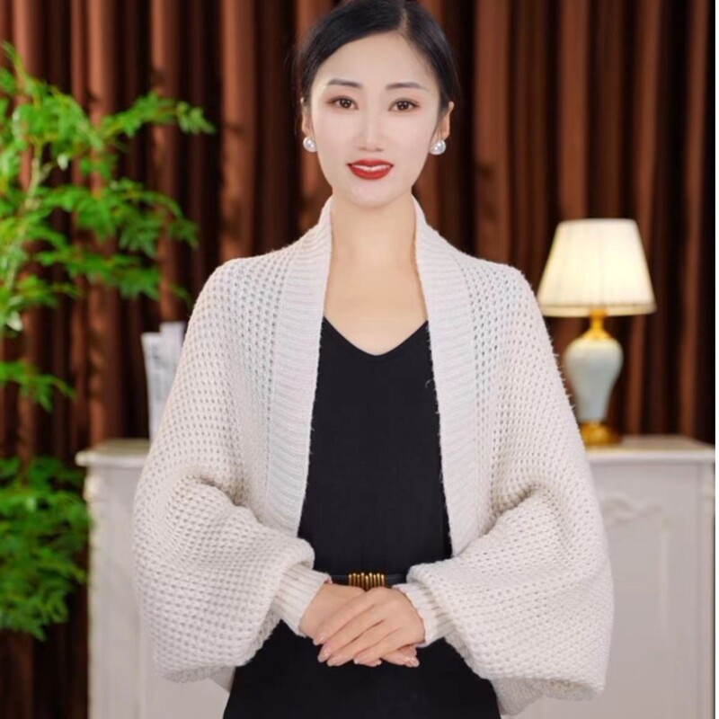 貴婦人メリヤスカーディガン秋冬保温長袖ストール柔らかい肌の質感ストール|undefined