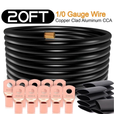 1/0 Gauge Copper-Clad Aluminum Cable Power supply, ignition system accessories - 10awg-black-20ft