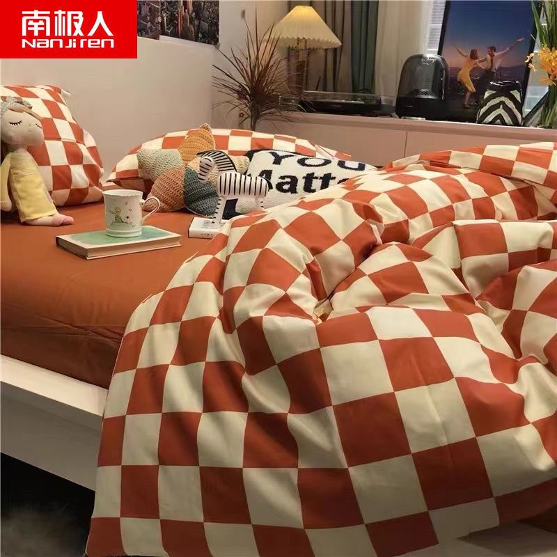 Pink Flower Four-Piece Bedding Set Ins Popular Single Quilt Cover Bed Sheets Student Dormitory 4 Three-Piece Set Weidong