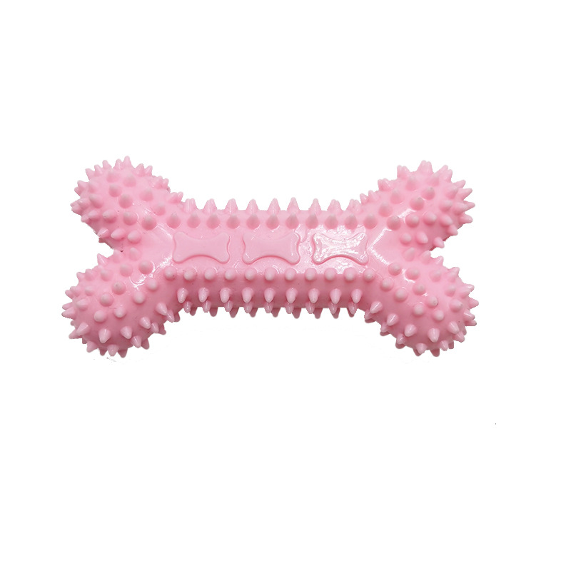 Fábrica al por mayor juguete para mascotas juguete mordedura de perro TPR material macaron perro diente molar limpieza cabeza de hueso juguete