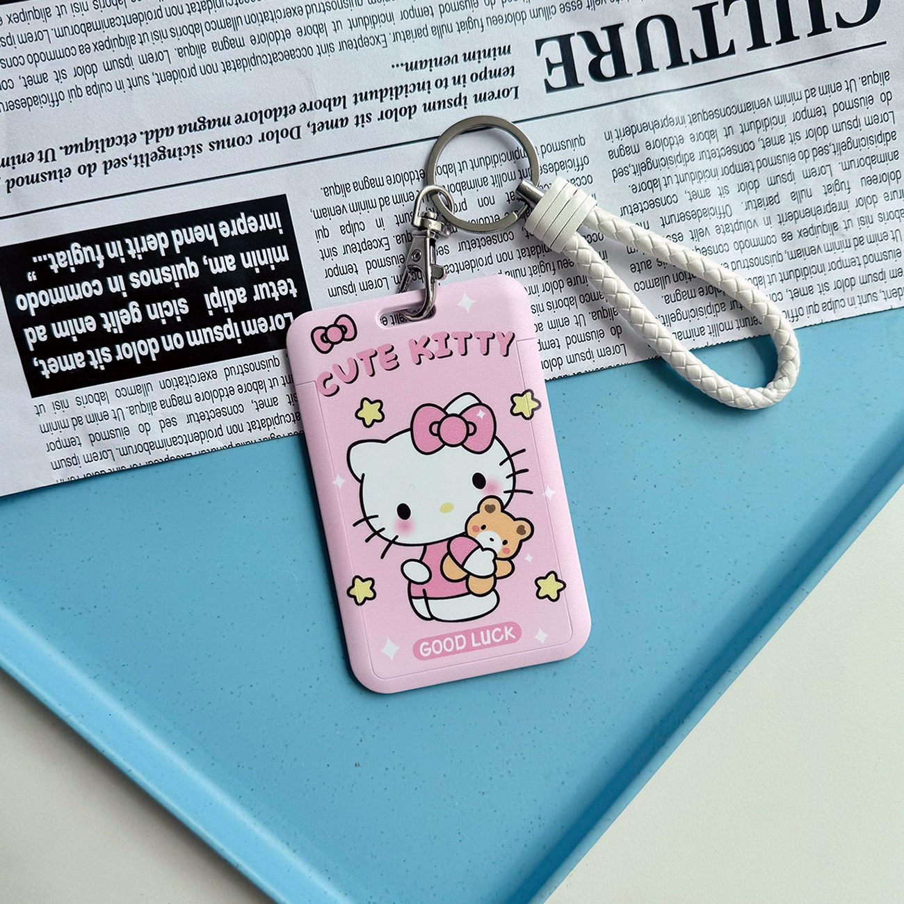 Индивидуальный держатель для карт с УФ-печатью, с ремешком и выдвижной застежкой, жесткий держатель для удостоверений личности, рабочий бейдж в наличии.