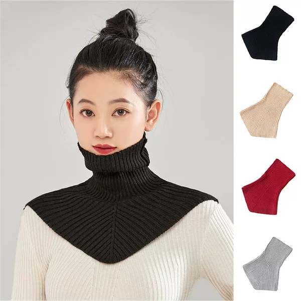 2025 Autumn and Winter Versatile Knitted High Collar Shawl Fake Collar Triangle Neck Warmer Neck Protector Decorative Neck Warmer