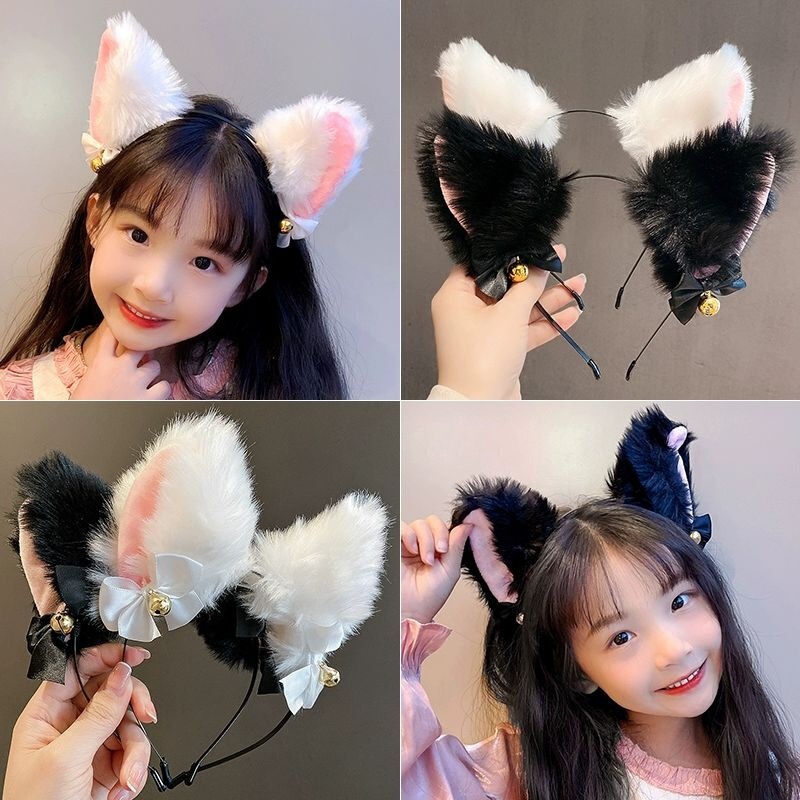 Cat Ear Hair Accessory Headband, Feminine Fox Headpiece, Cat Headband with Bell, Live Stream Prop, Funny Hair Clip, Rabbit