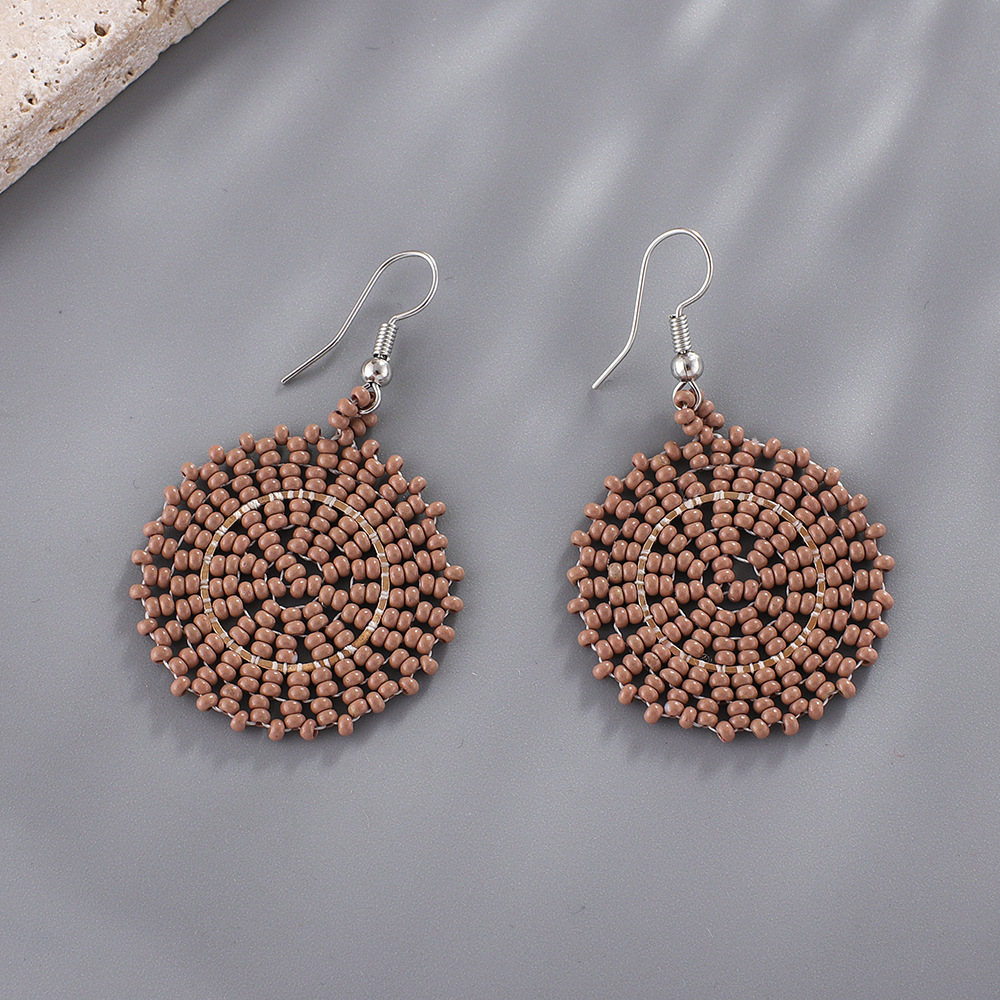 22g Weight Steel, Iron Ear Needle Material Drop Earrings Classification 1 Pair Quantity Holiday, Daily Occasion Seed Bead Material Geometric Pattern Women's Gender Beaded Design Bohemian Style 1 Pair Bohemian Geometric Beaded Seed Bead Drop Earrings 10