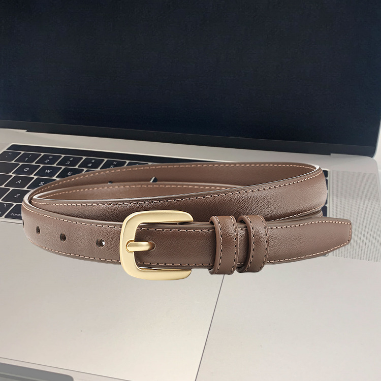 [스몰 스퀘어 버클 소가죽] 브라운 폭 1.8cm