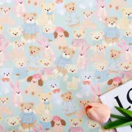 全棉双层纱布料布匹平布绉布棉纱卡通碎花婴童睡衣童装家居服面料