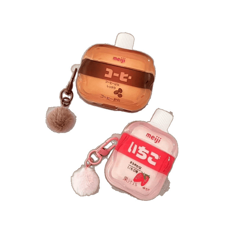 Cartoon Cute Coffee Strawberry Milk Ear Case para AirPods1 / 2 / 3 / 4 / pro / pro2 Case