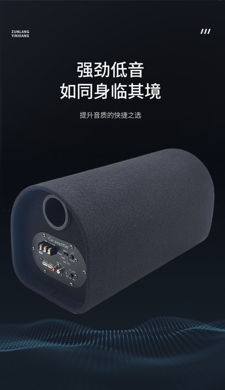 Car Tunnel Subwoofer 70W High-Power Active 6/8/10/ 12inch Shape Car Audio System with Powerful Bass