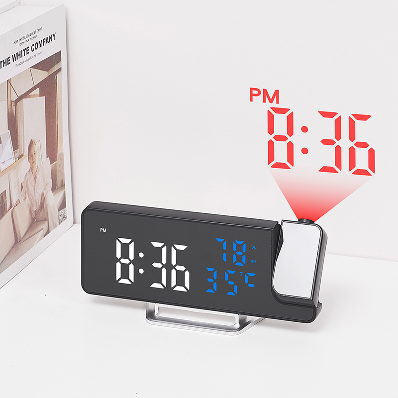 Reloj despertador multifunción LED con espejo, proyección de temperatura y humedad, modelo 675 para comercio transfronterizo.