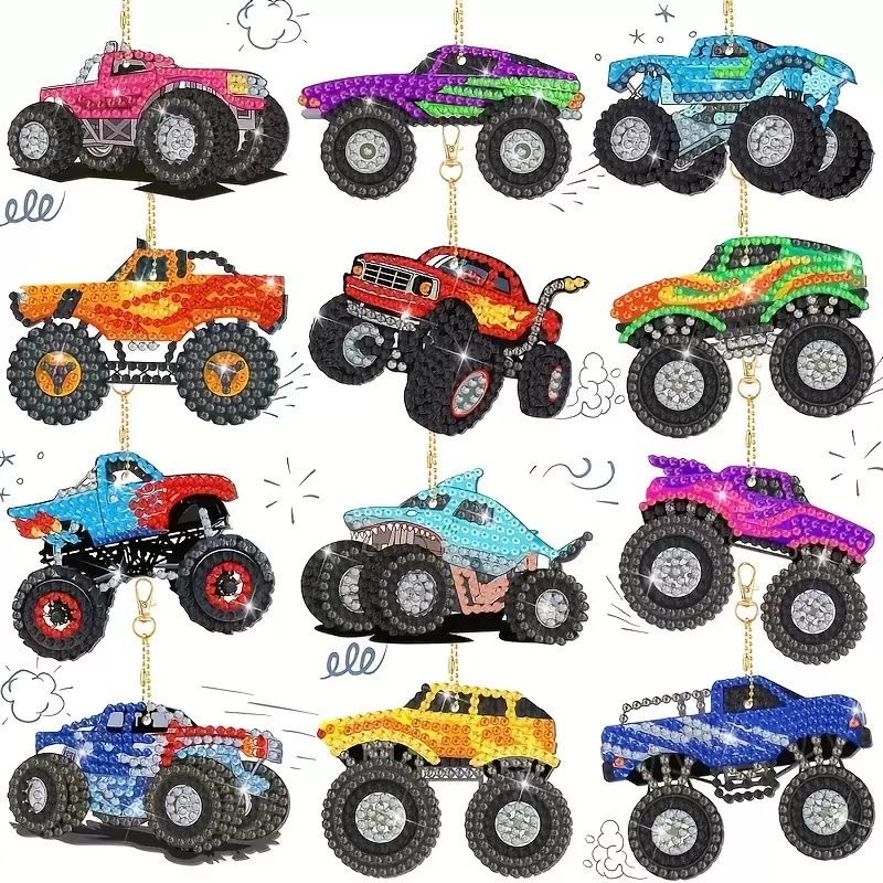 5d钻石画钥匙扣越野车水晶钻diy小可爱亚克力套件量大从优