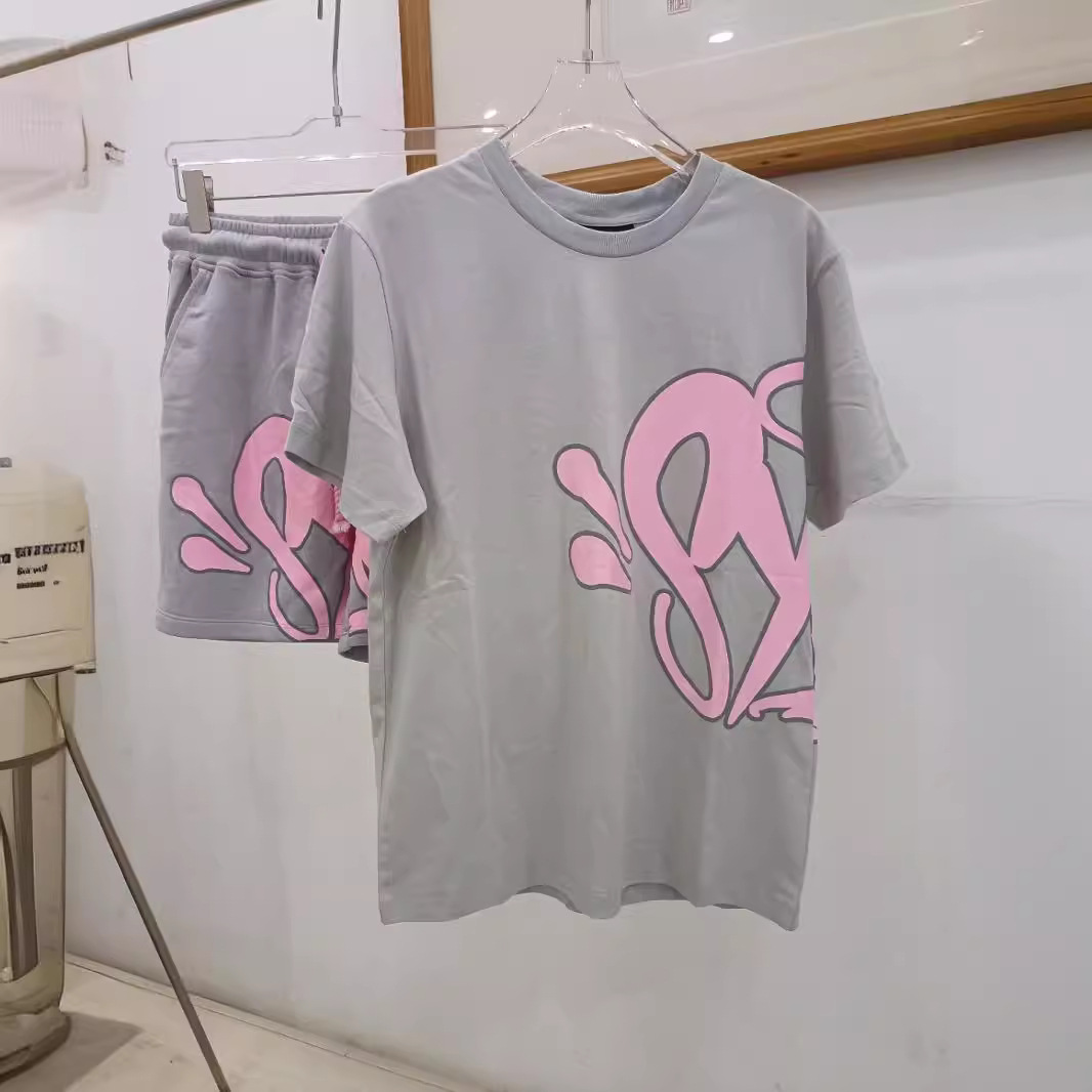 High Street hip hop espuma carta impresa de manga corta Camiseta pantalones cortos de los hombres de la marca de moda de verano de ocio traje deportivo