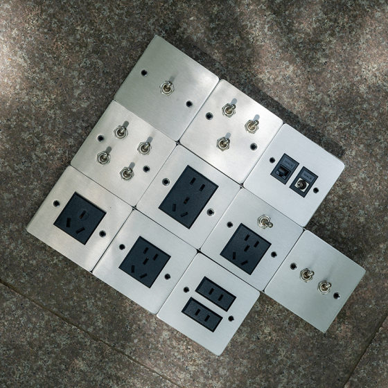 Toggle Switch Minimal silver Stainless Steel Wire-drawing Panel Type 86 Hotel Household Metal Switch Homestay Socket