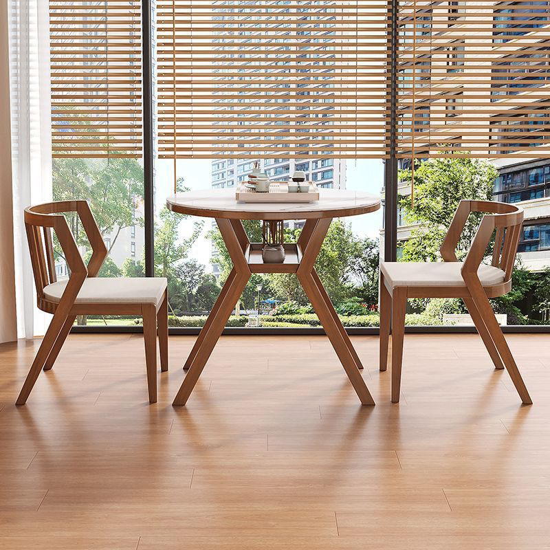 Salón de madera tronco balcón ocio mesas y sillas tres piezas conjunto pequeño conjunto de madera sólida mesa de té una mesa dos sillas mesa redonda combinación