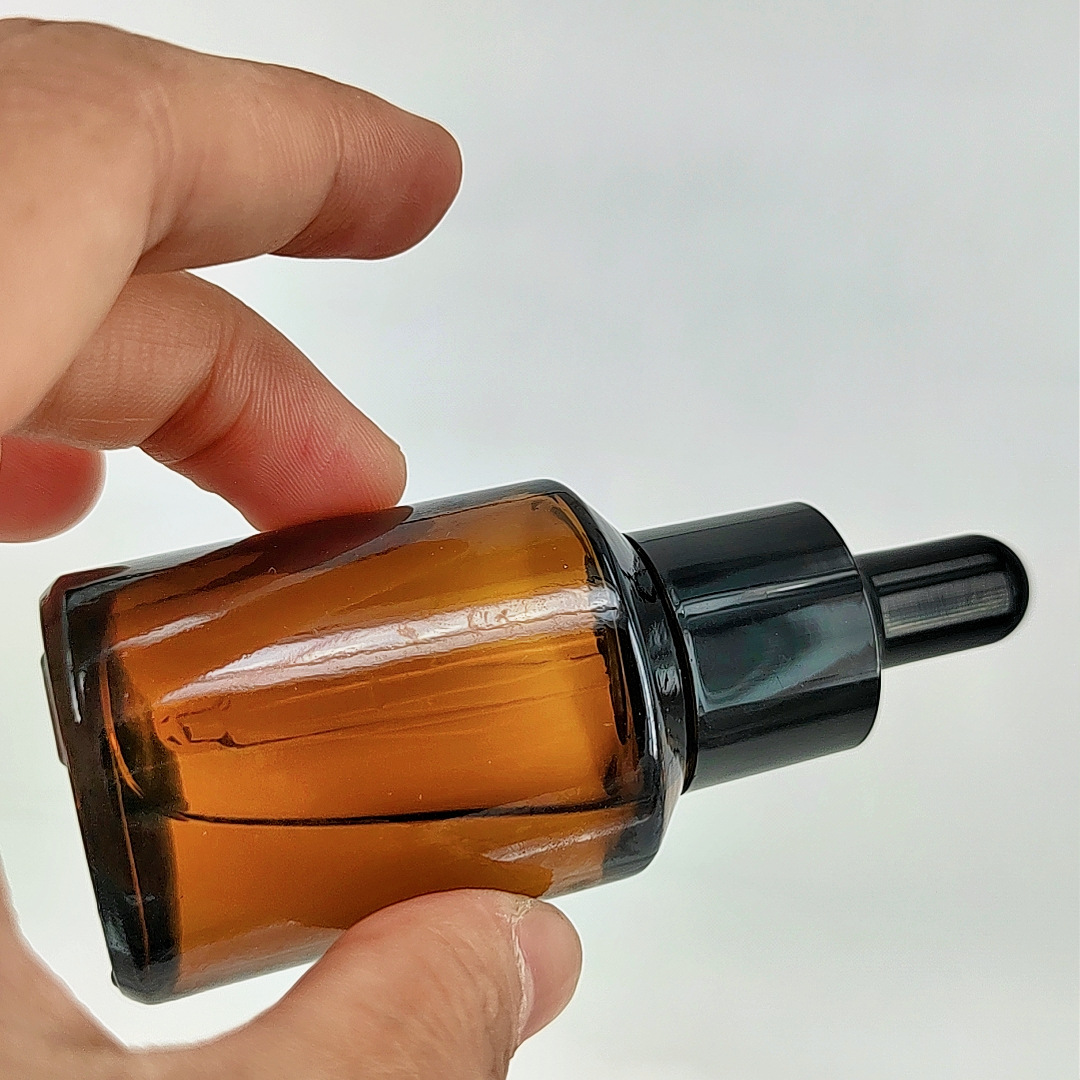 Fabricante en stock suministro 30ml marrón/transparente gotero botella cosmética sub-botella de aceite esencial botella de loción botella de esencia