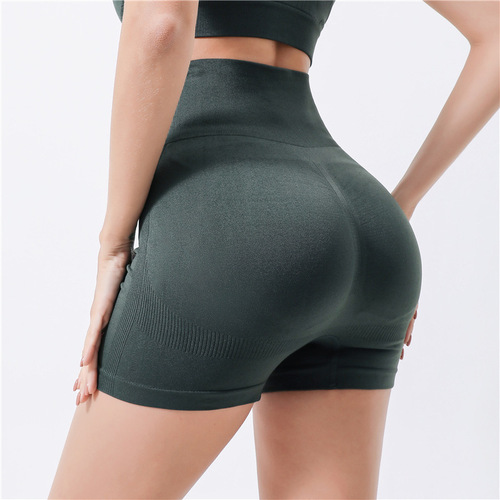 Cross-border elastic seamless high waist yoga shorts for women slimming and abdominal tightening quick-drying training shorts body-fitting sports pants