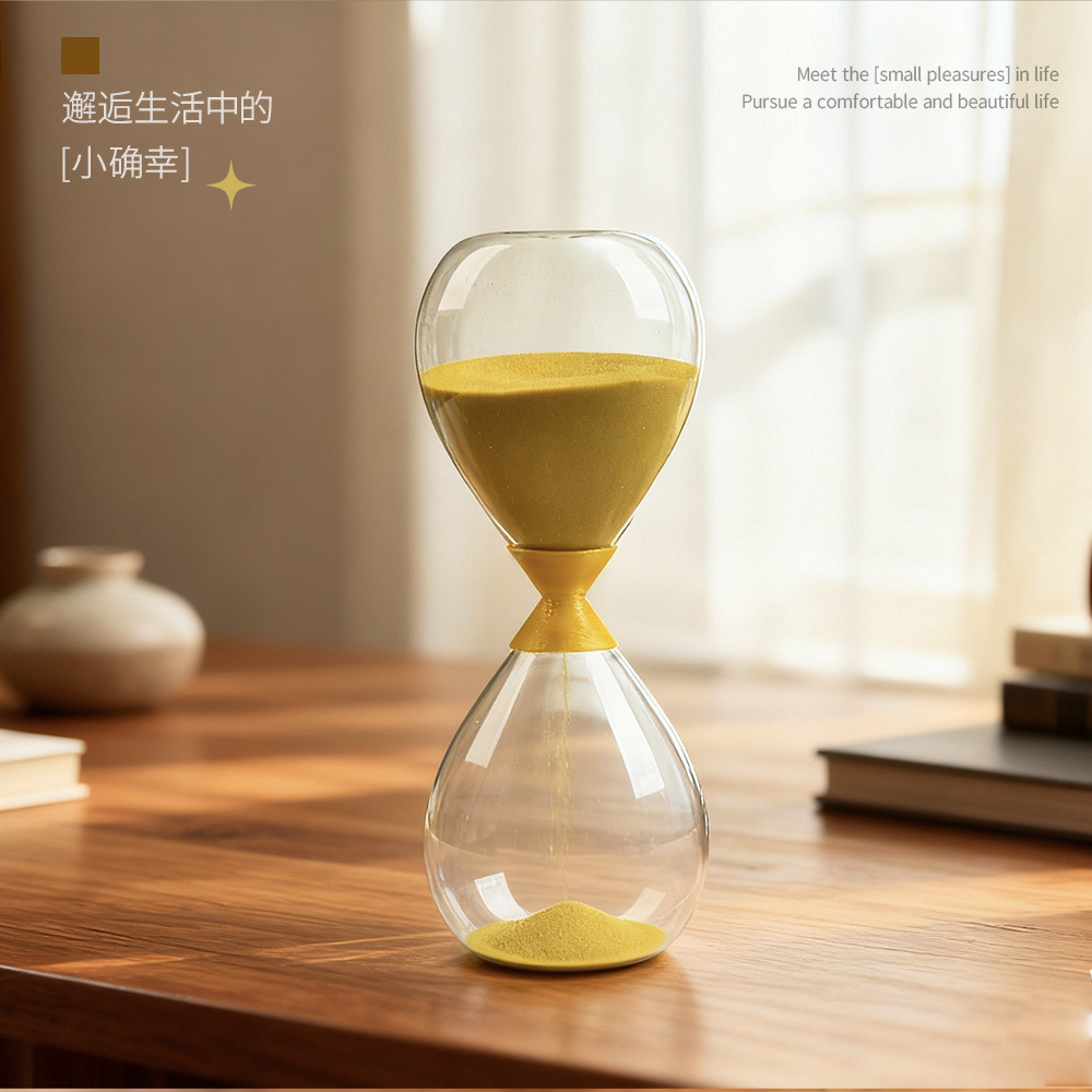 Nórdico hogar oro vidrio reloj de arena temporizador 15 30 minutos adornos creativos estilo moderno adornos de moda