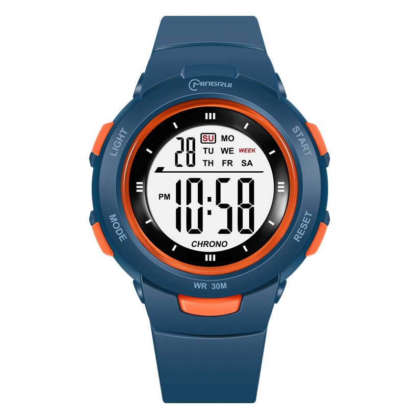 Mingrui ventas directas de la fábrica moda pin hebilla reloj luminoso impermeable pu Correa estudiante reloj electrónico en stock entrega al por mayor