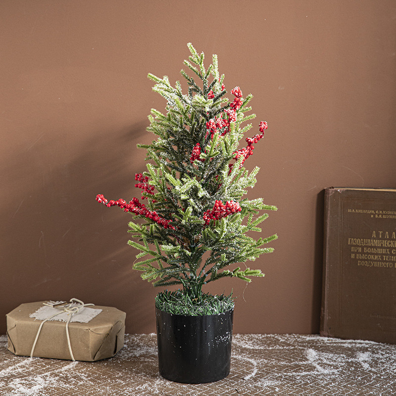 Guirnalda navideña de bayas rojas, adorno colgante para puerta, mini árbol de Navidad, decoración navideña