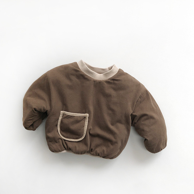 Suave glutinoso y fácil de combinar ~ niños y niñas camisa de muñeca acolchada de invierno para niños bebé engrosado cálido todo-fósforo superior moda coreana