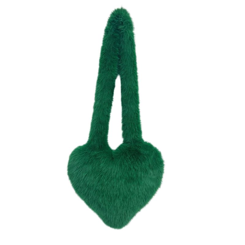 欧美跨境斜挎爱心包仿狐狸皮草毛绒包Heart Shaped Shoulder Bag|undefined