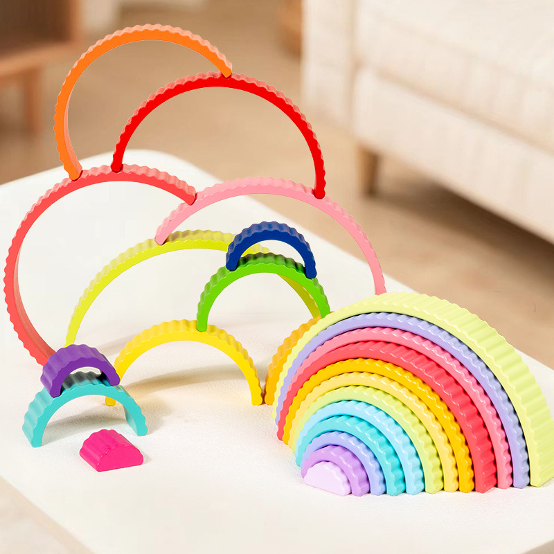 Ins arco iris grandes bloques ensamblados libremente jardín de infantes nuevos juguetes de puzzle para niños DIY adornos creativos de madera
