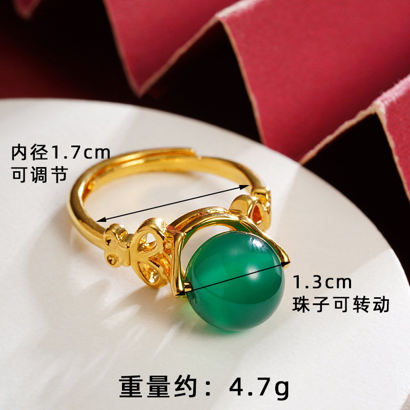 Viejo oro vietnamita estilo nacional retro incrustado de gemas anillo de boca viva lujoso no desvanecerse joyas de alta calidad