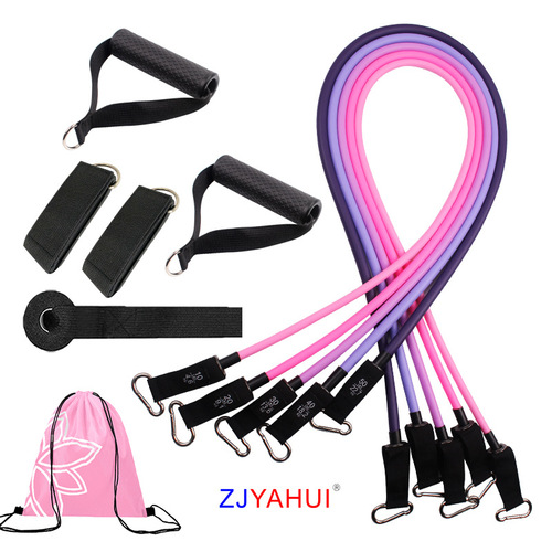 New Product Set TPE 11-Piece Set Pulling Rope Women's Resistance Band Latex Elastic Rope Fitness Resistance Set Manufacturer