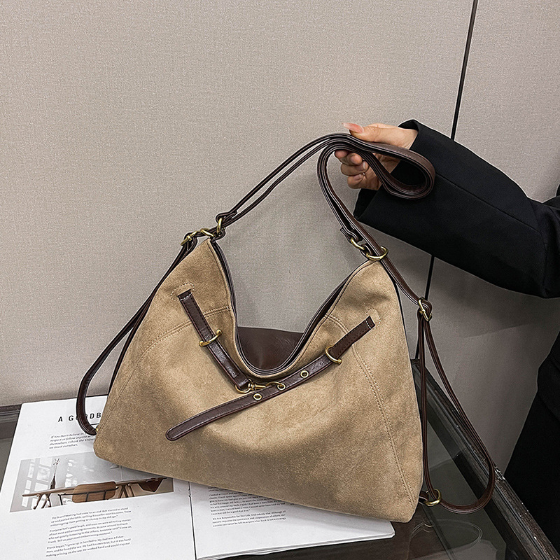 Cross-Border Wholesale Suede Fashion Women's Bag 2026 New Large Capacity Luxury Tote Bag Versatile Shoulder Bag - Thumbnail 6