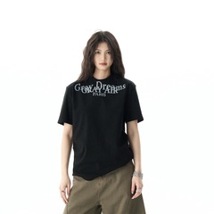 夏季美式潮牌字母印花短袖T恤男女街头嘻哈宽松情侣百搭短袖上衣