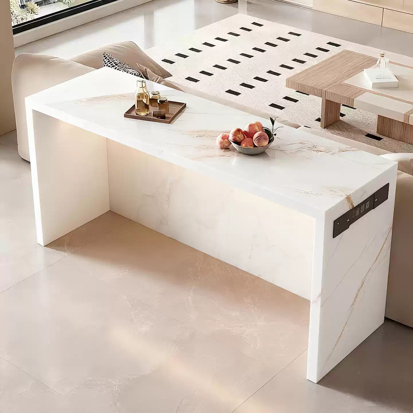 Light Luxury Slate Island Bar Table Dining Table Integrated Sofa Side Rear Flush Small Bar Table Home High-End Customizable