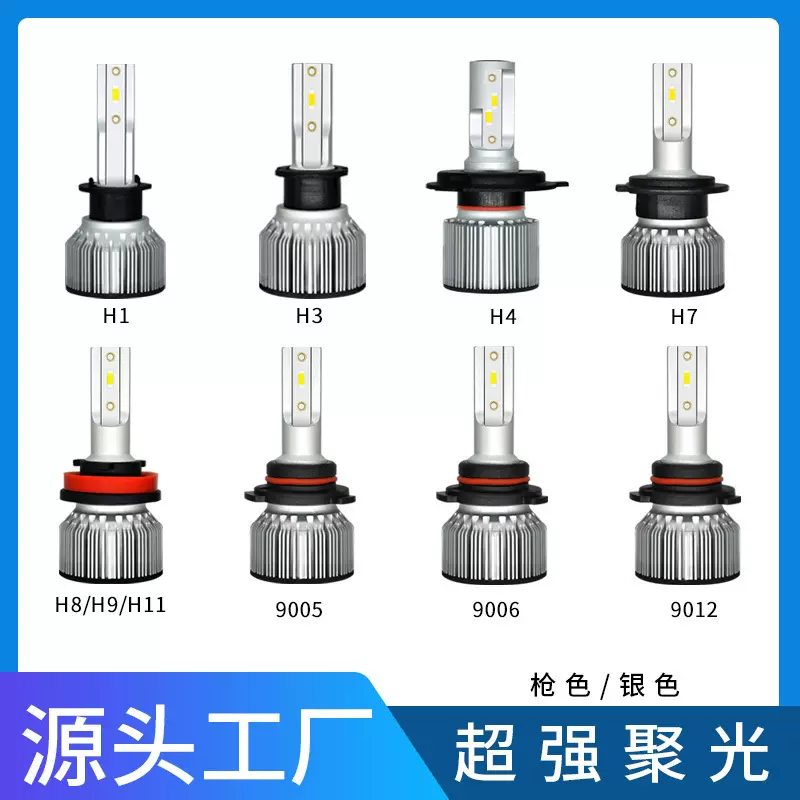 F32跨境汽车led大灯H1H79005改装H4远近光一体H11正白光灯泡氙气