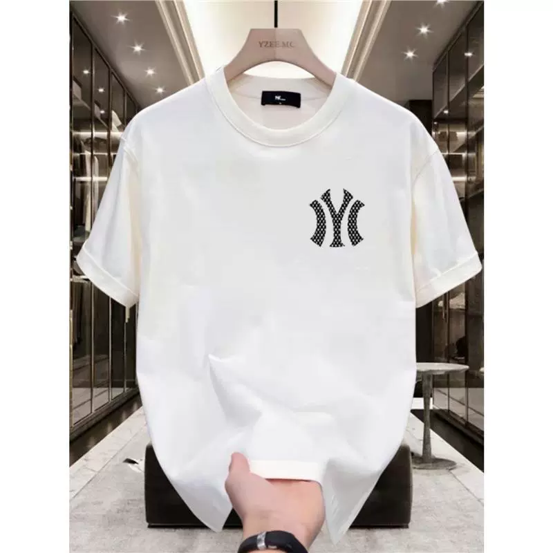 Новая летняя высококачественная мужская футболка из чистого хлопка в корейском стиле, повседневная универсальная футболка с круглым вырезом и короткими рукавами из чистого хлопка, доступная роскошная красивая мужская одежда