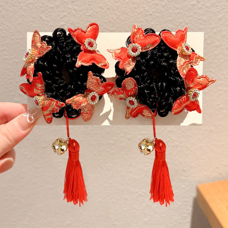 Horquillas Chinas Tradicionales para Niños, Materiales Mixtos, Decorativo, Con Borlas, para Hanfu y Año Nuevo