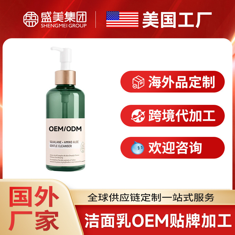 Foreign Cosmetics Manufacturers Squalane Amino Aloe Vera Facial Cleanser Overseas Cross-Border Customized Oem Oem Processing
