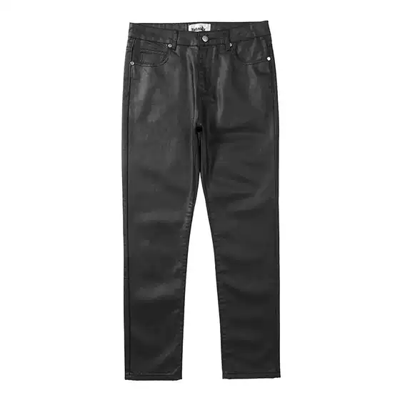 High street fashion American simple basic black wax brush trousers casual fashion fashion brand straight Denim trousers