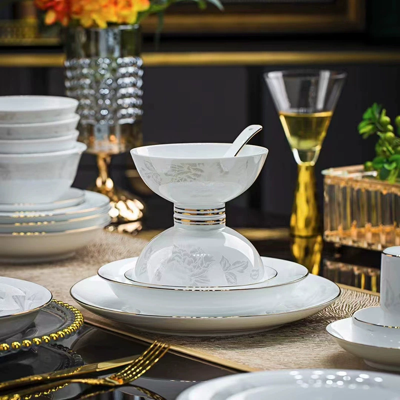 Tableware white jade, set, gift box, Birthday gift, light luxury style