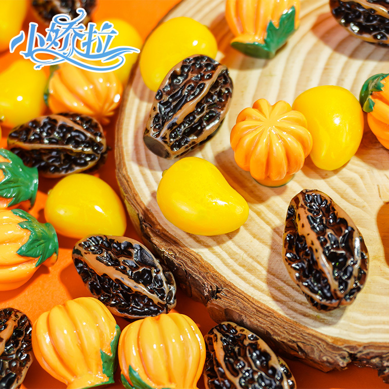 Simulación tridimensional fruta bricolaje crema caja de teléfono teléfono llavero colgante fruta comida juego accesorios de resina