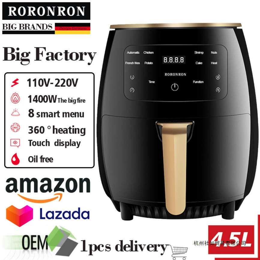 Air Fryer New Air Fryer Household Large-Capacity French Fries Machine Multi-Functional Electric Fryer Cross-Border Special Supply