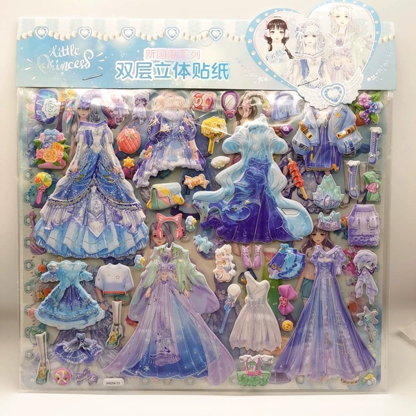 A piece of blue-based new national fashion dress-up sticker