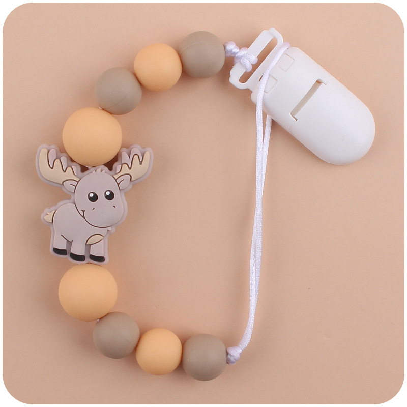 Nuevos suministros para bebés chupete cadena creativa bebé alce de silicona bebé mordedura molar anti-caída de la cadena