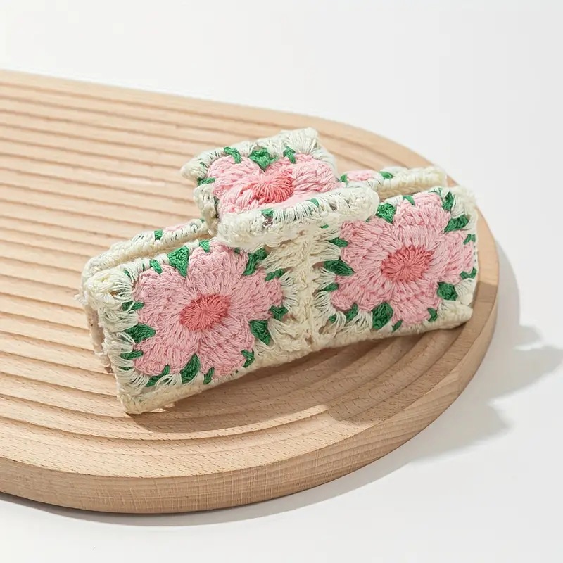 66g Weight Hair Claws Hair Accessories Type 1 Piece Quantity Knit Material Waves, Flower, Strawberry Pattern All Seasons Season Women's Gender Vacation Style Vacation Classic Style Women's Flower Knit Hair Claws 5