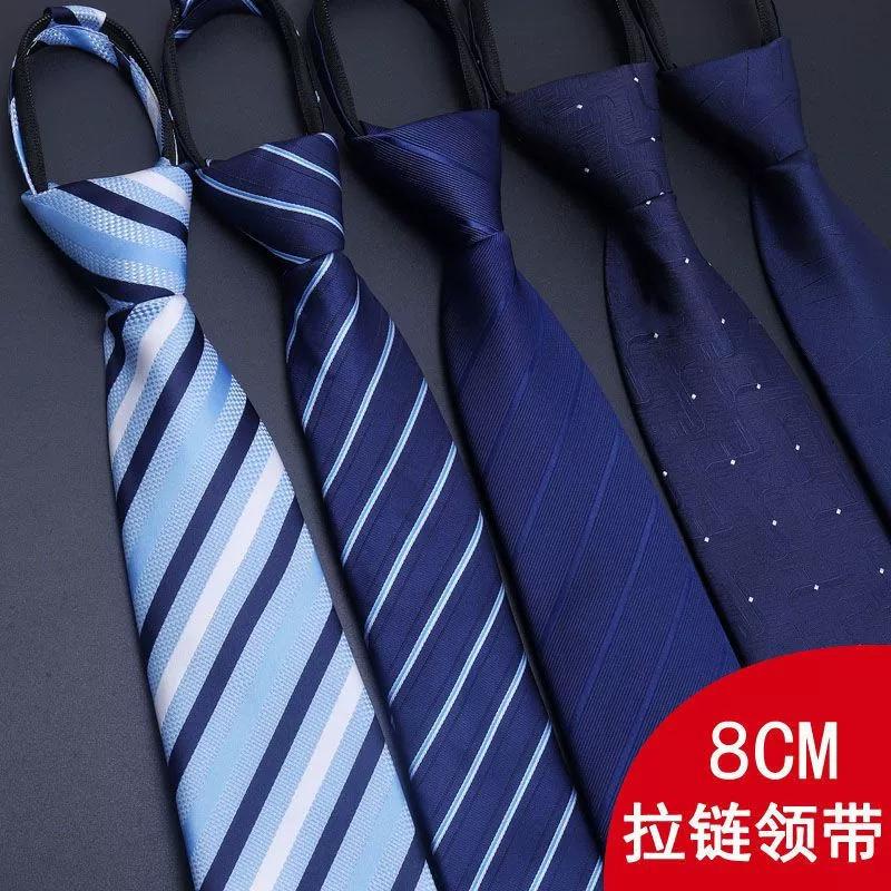 Tie with zipper, blue black classic suit jacket