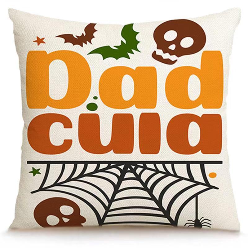 Transfronterizo Amazon Halloween impresión lino almohada cubierta bruja calabaza decoración doméstica almohada cubierta